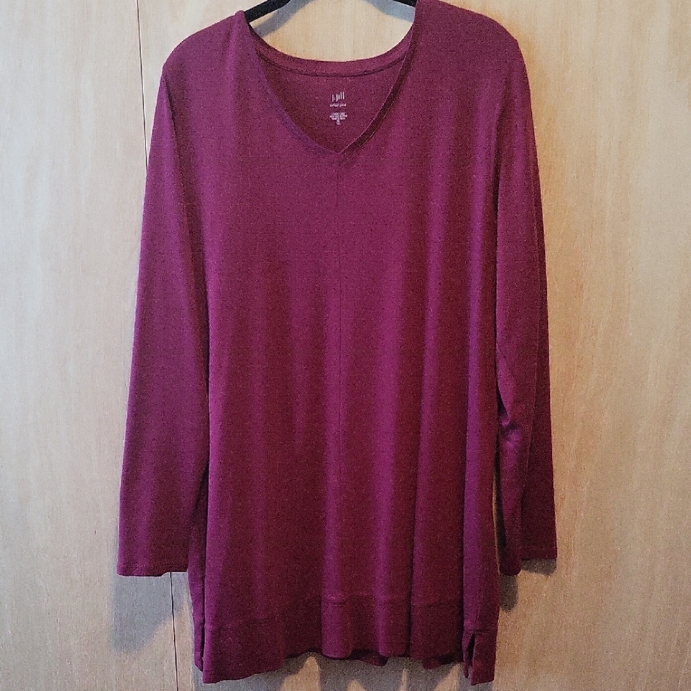 J. Jill Burgundy Long Sleeve Relaxed Tunic